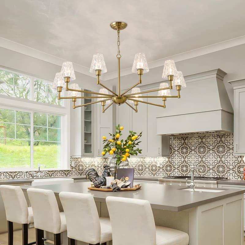 Mid-Century Modern Chandelier Farmhouse Modern Glam Gold Glass Chandelier