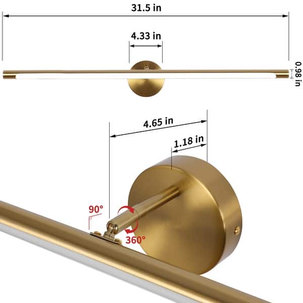 dimension image slide 4 of 8, Modern Rotatable Bathroom Vanity Light LED Bath Bar