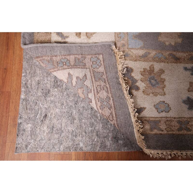 Gray Oushak Oriental Area Rug Handmade Transitional Wool Carpet - 9'2" x 11'9"