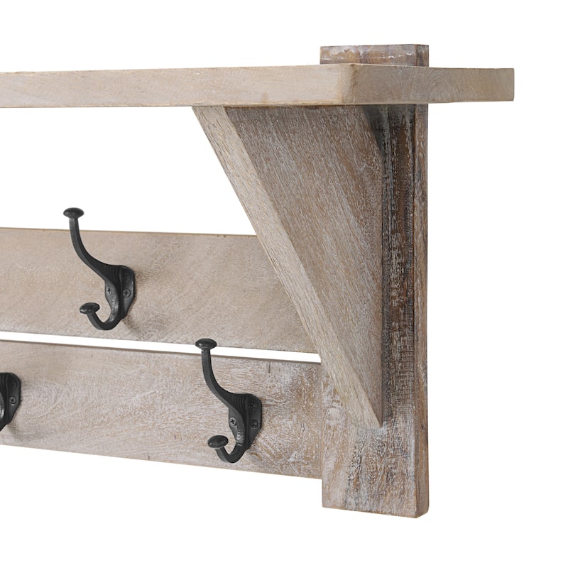Castleton Mango Wood 40"W Coat Hook with Shelf