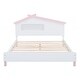 preview thumbnail 12 of 21, Vintage Full Size Wood Platform Bed with House-shaped Headboard and Motion Activated Night Lights for Kids, Teens, Boys