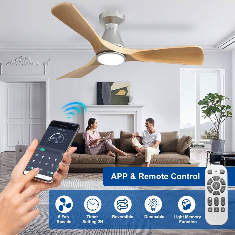 Ceiling Fan Without Light: 42-52 Inch 3 Blade Indoor Outdoor Fans for Patios