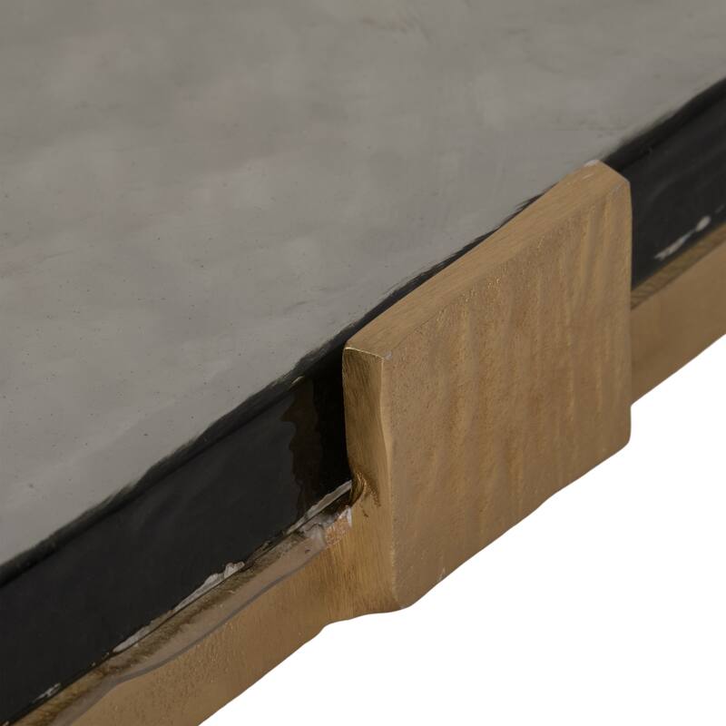 Decorative Glass and Metal Rectangle Accent Tray-Home Decor-19", Gold - 19.0"