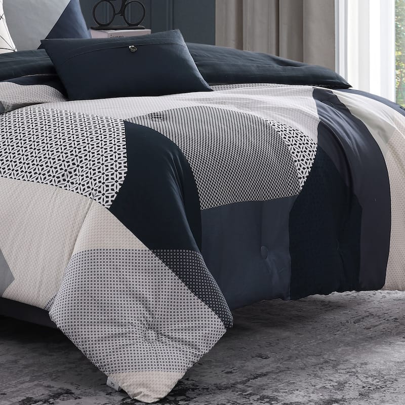 Bebejan Geo Fusion 100% Cotton Sateen 5 Piece Reversible Comforter Set
