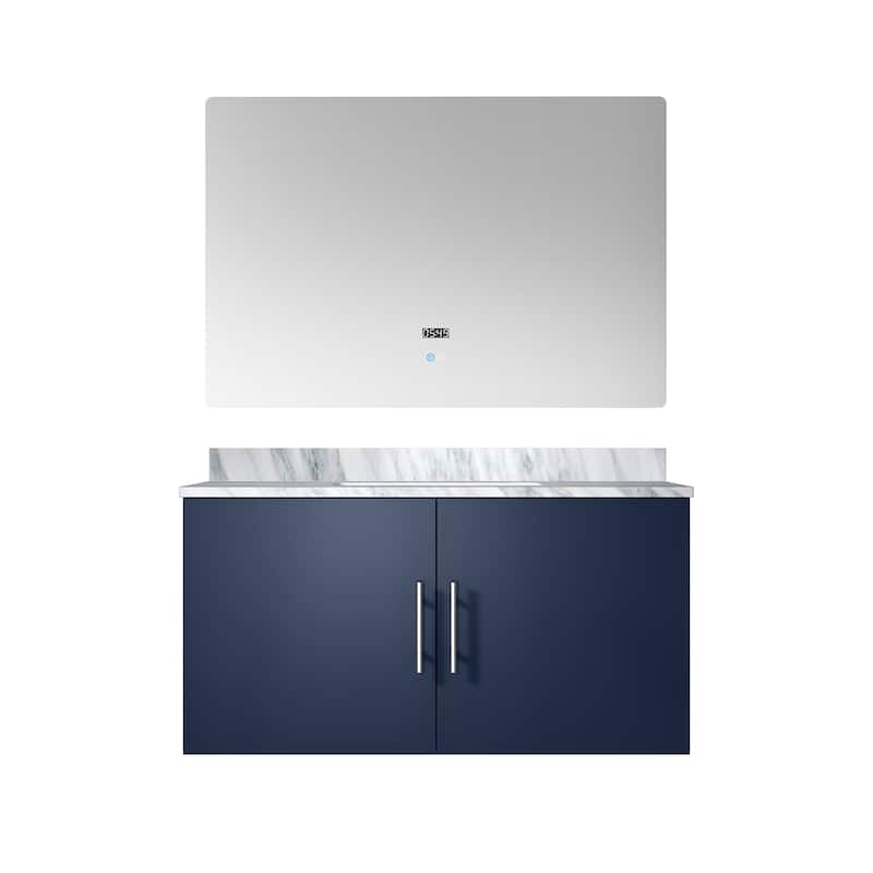 36-inch Bathroom Vanity with Marble Top, Soft Close Features,and Mirror -Scratch & Stain Resistant Countertop - 36 in ,Navy Blue,Carrara Marble Countertop - Navy Blue