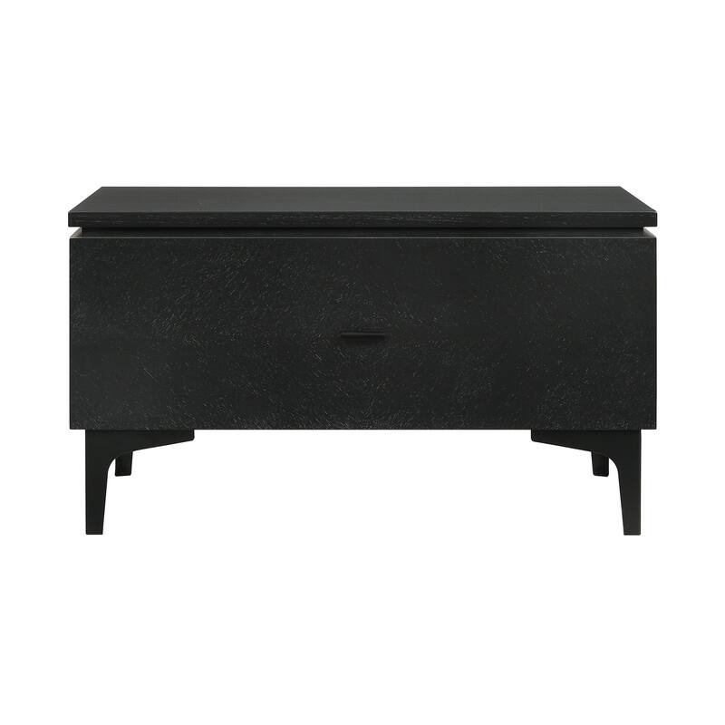 Modern Nightstand with Drawer & Metal Legs - Bedroom Side Table, 19"D x 28"W x 16"H
