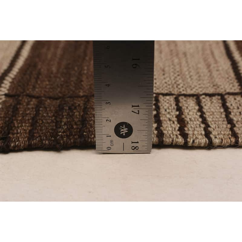 ECARPETGALLERY Flat-Weave Boho Brown Wool Kilim - 6'11 x 12'10