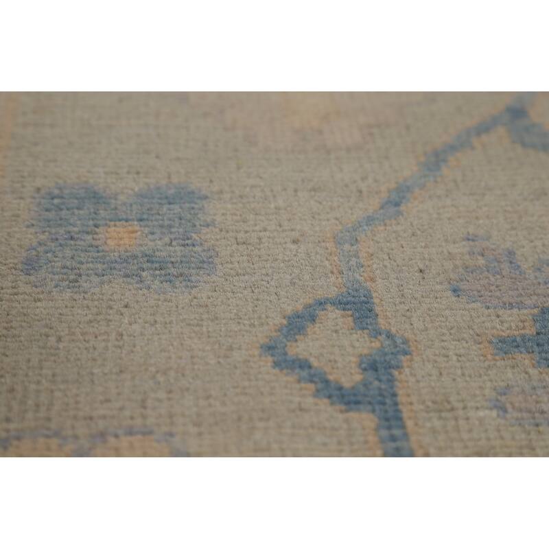 Hand Knotted Oriental 100% Wool Carpet Transitional All-Over Navy Blue & Blues Oushak Area Rug - 12' 0'' X 9' 5''