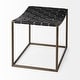 preview thumbnail 4 of 15, Clarissa Black Woven Genuine Leather Seat w/Gold Metal Frame Stool - 22.0L x 16.0W x 16.5H