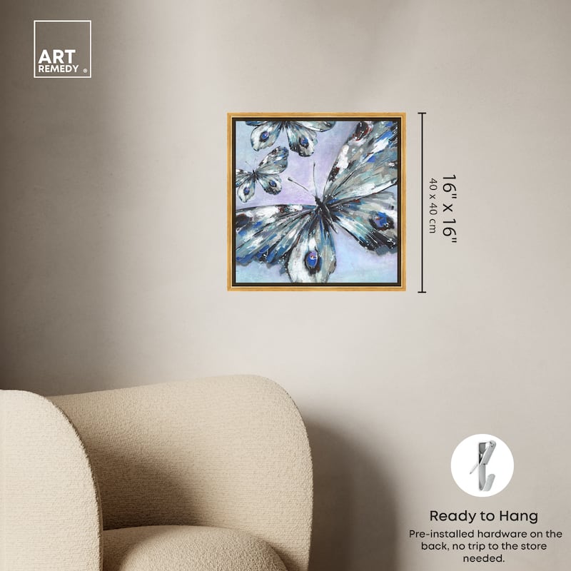 Art Remedy Butterfly Trio Framed Butterfly 1 Piece Canvas Wall Art