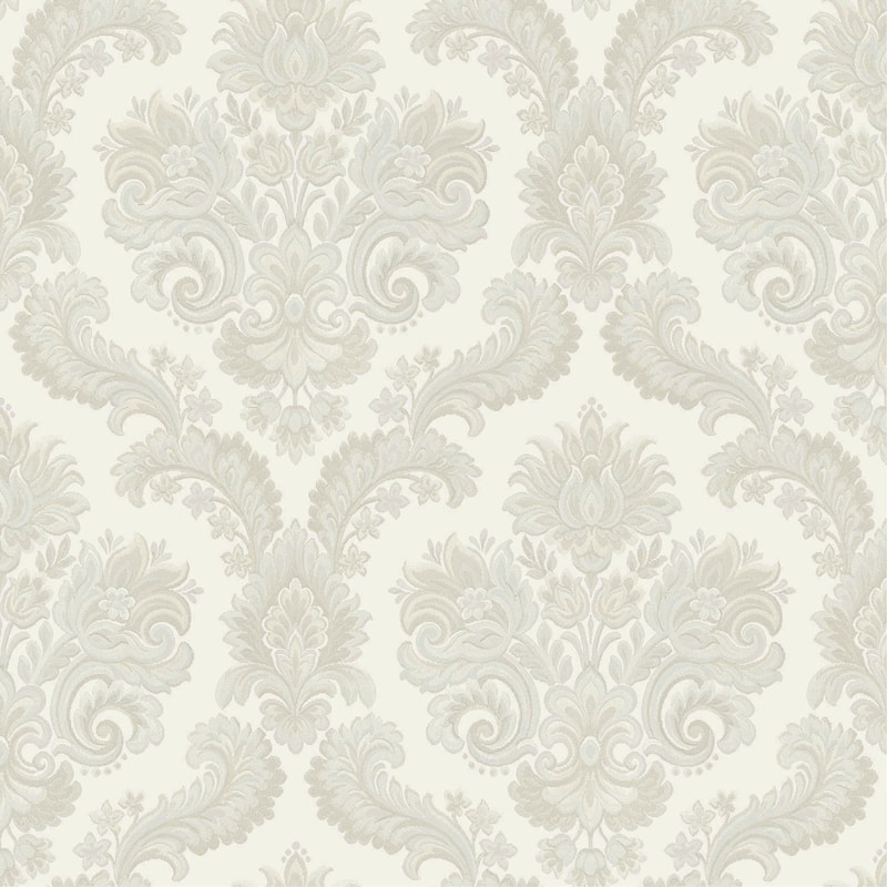 Galerie Wallcoverings Italian Style Traditional Floral Damask Vinyl on Non-woven Wallpaper Roll - 33 feet x 21 inches - Beige