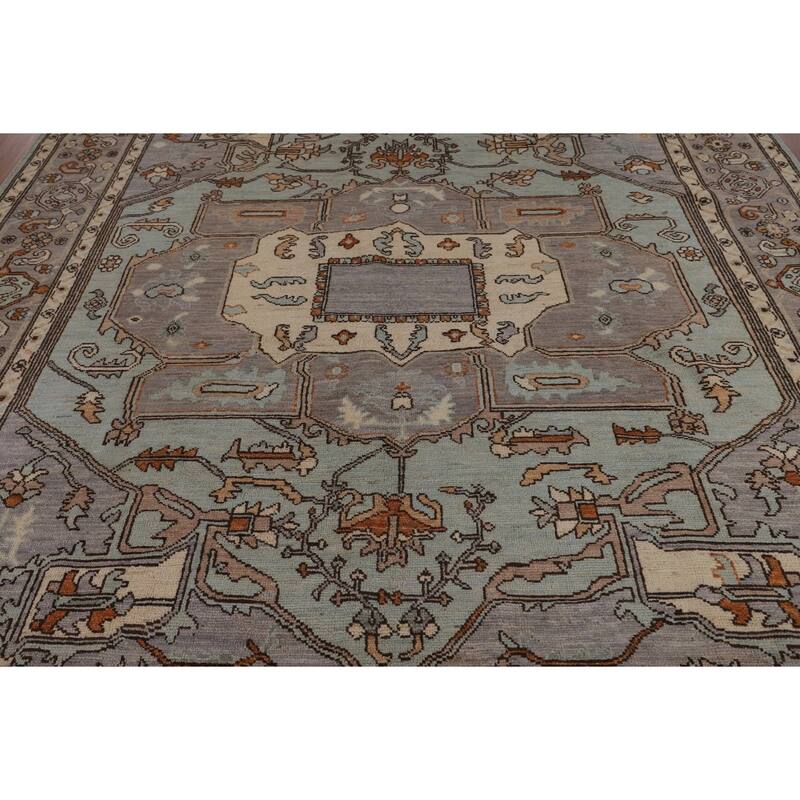 Light Blue Oushak Vegetable Dye Rug Hand-Knotted Oriental Wool Carpet - 8'5"x 10'2"