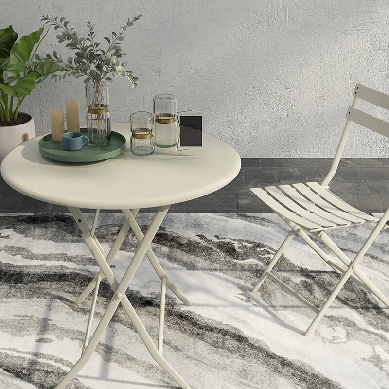 3 Piece Patio Bistro Set of Foldable Round Table and Chairs