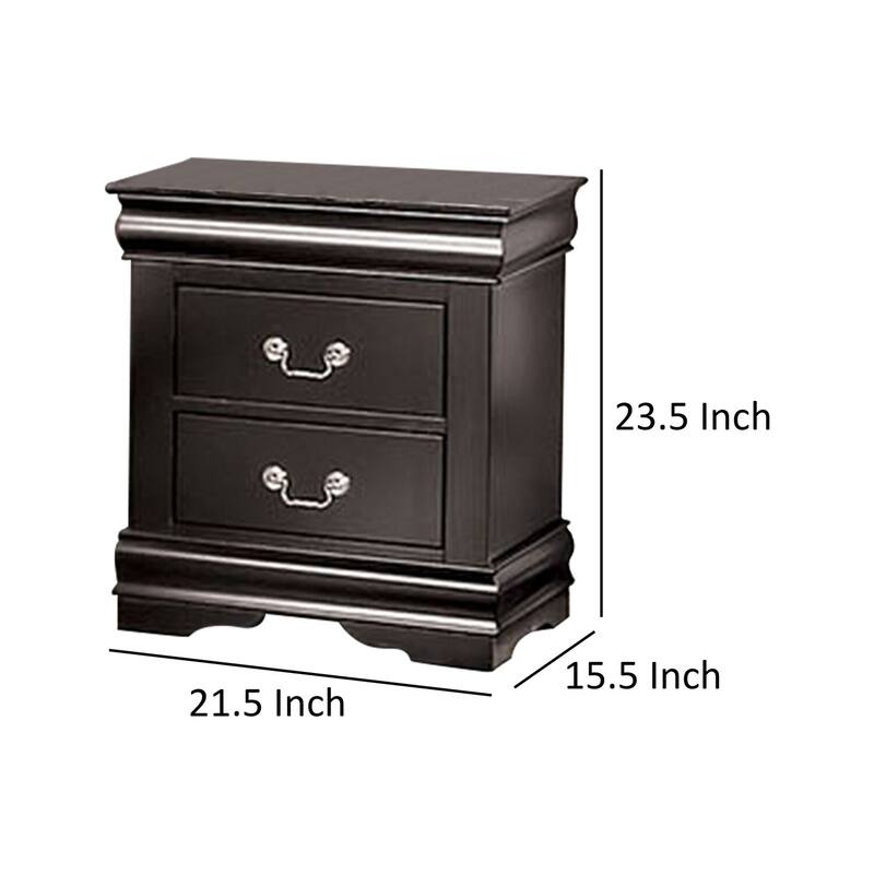 Black 2 Drawer 15.5 in. W Nightstand with Sturdy Hardware and Ample Storage