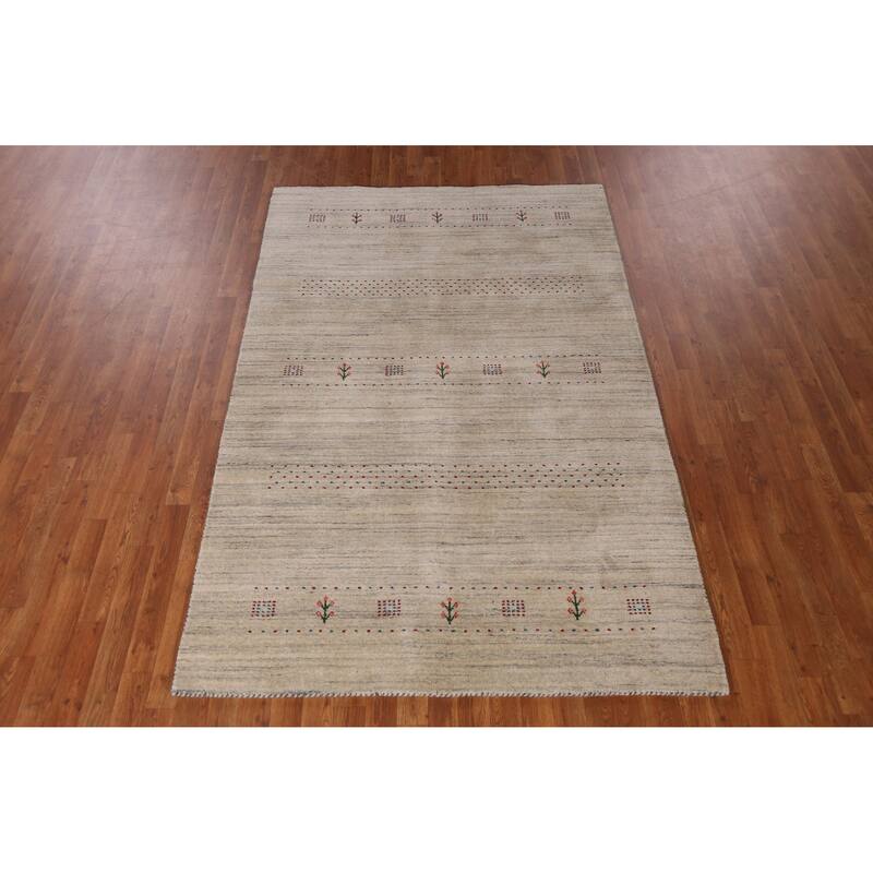 Hand Knotted Oriental 100% Wool Carpet Tribal Tribal Beige & Ivories Gabbeh Area Rug - 7' 9'' X 5' 0''