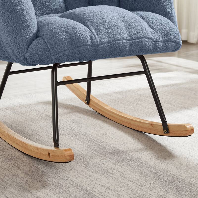 Anmytek Comfy Tufted Teddy Fabric Glider Rocking Chair