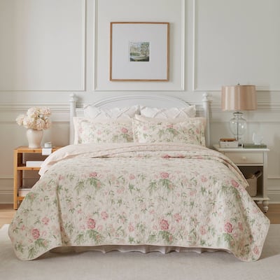 Laura Ashley Breezy Floral Cotton Reversible Quilt Set