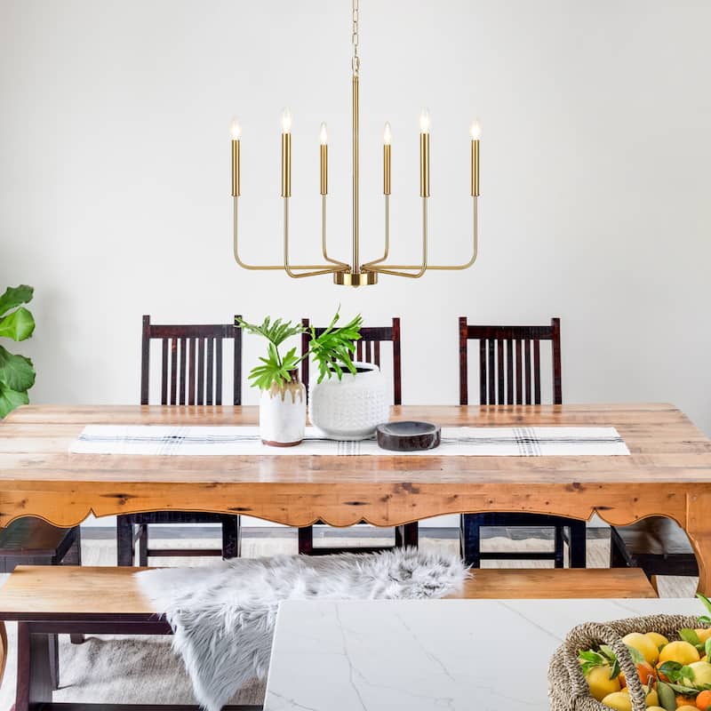 Modern 6-Light Candle Chandelier Classic Ceiling Light for Dining Room Kitchen Island - N/A