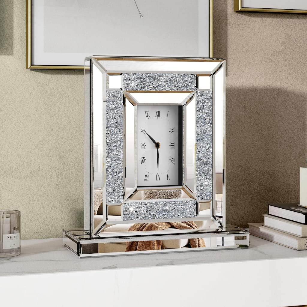 Mirrored Crushed Diamond Table Clock