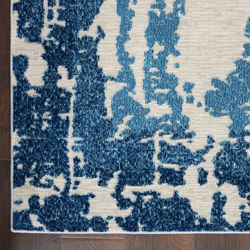 Nourison Etchings Indoor only Abstract Area Rug - Ivory/Blue - 5' x 8' - Rectangle