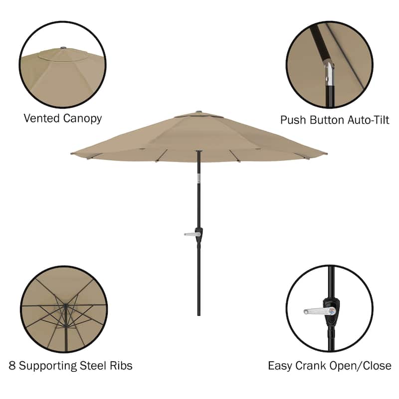 Pure Garden 10-Foot Outdoor Patio Umbrella with Auto-Tilt and Base
