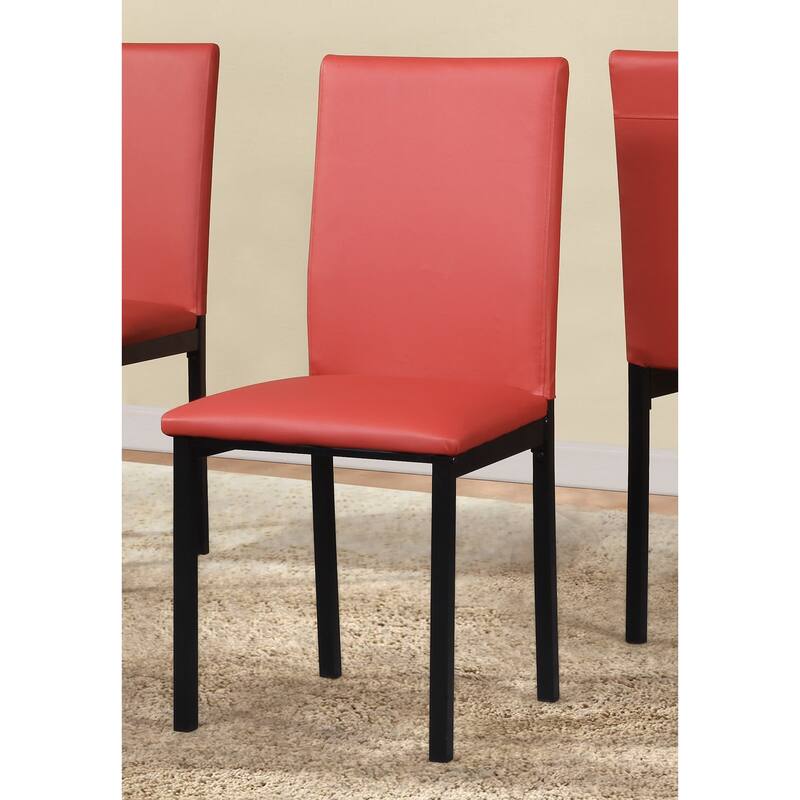 Metal Frame Dining Chairs, Set Of 4 - Red