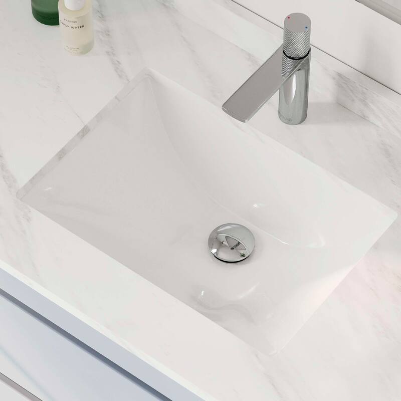 STYLISH Porcelain Rectangular 18 inches Undermount Ceramic Bathroom Sink with Overflow - White