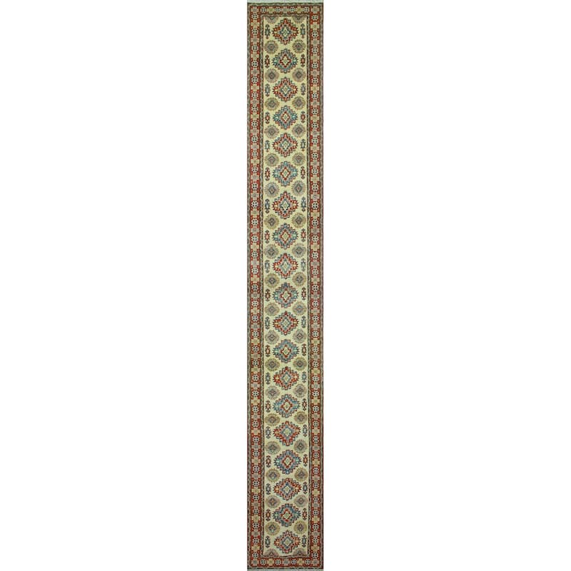 Kazak Olga Ivory/Red Runner - 2'7" x 19'10"