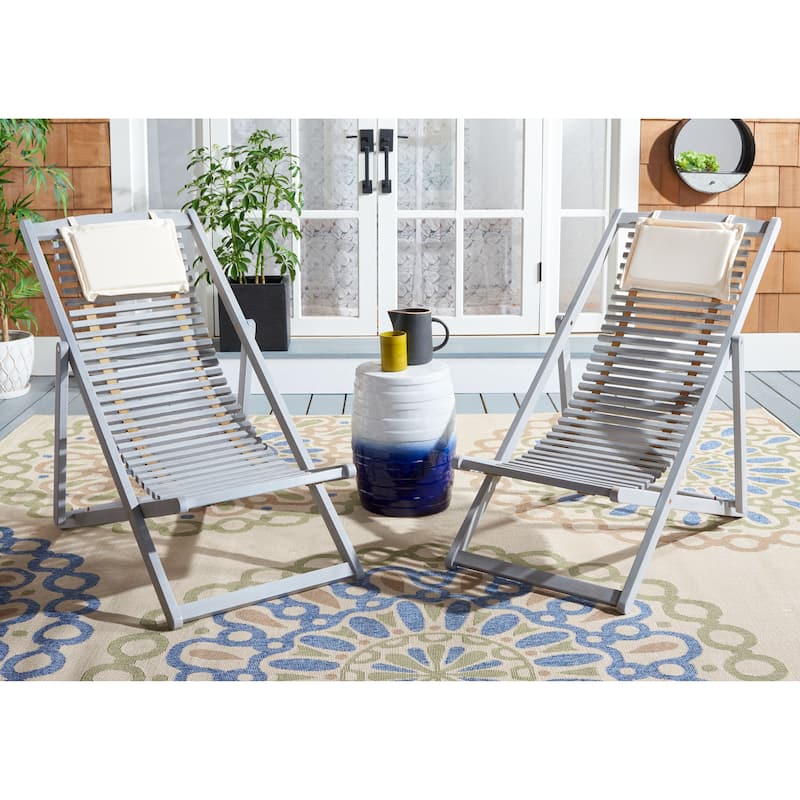 SAFAVIEH Outdoor Makena Relax Chair with Pillow (Set of 2) - 24W x 39D x 38H