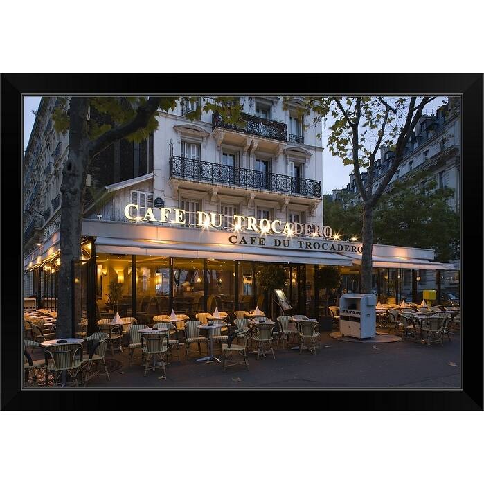 "Cafe Du Trocadero, Paris, Ile de France, France" Black Framed Print