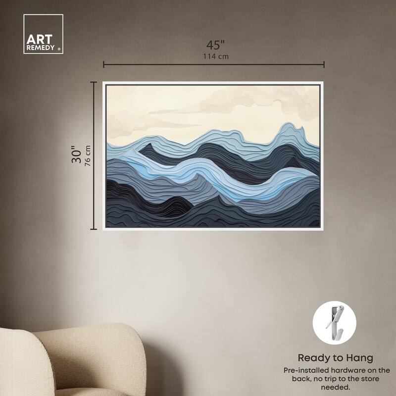 Art Remedy Waverly Framed Blue Abstract 1 Piece Canvas Wall Art
