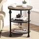 preview thumbnail 4 of 6, Small End Table, Round End Table with 3 Shelves, Night Stand Accent Coffee Table with Steel Frame for Small Spaces
