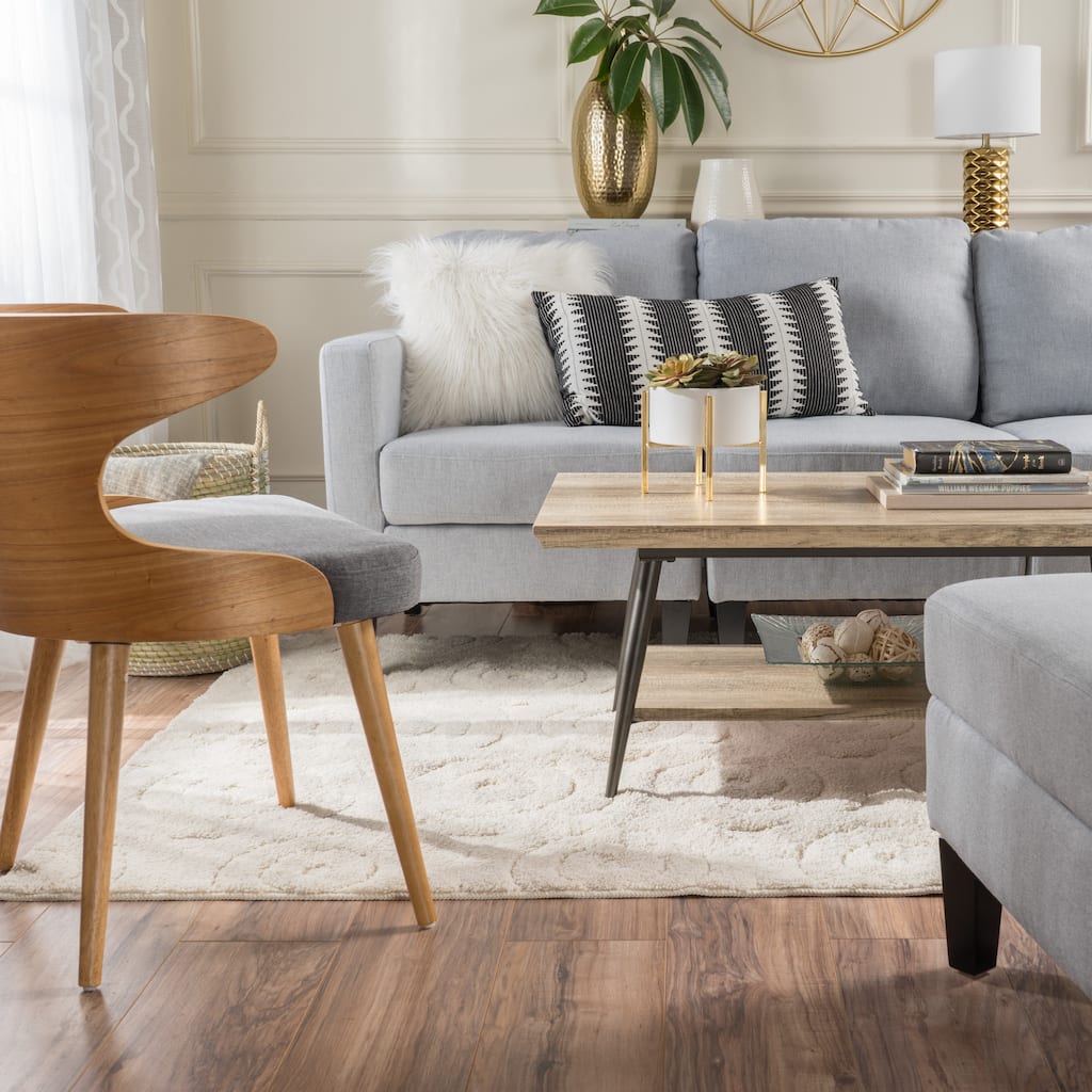 Mid-Century Modern Coffee Table 2 Tier Coffee Table Stylish Coffee Table with Lower Shelf for Living Room