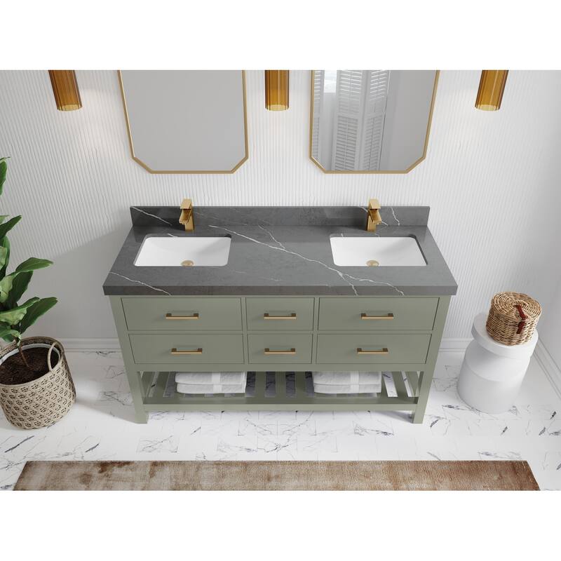 Willow Collections 60 in. W x 22 in. D Parker Double Sink Bathroom Vanity with Countertop