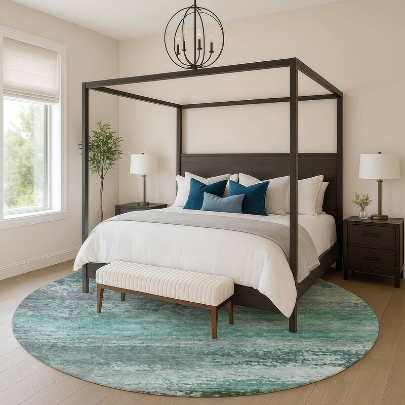 Premium Washable Super Soft Modern Casual Mayfield Rug - Teal - 8' x 8'