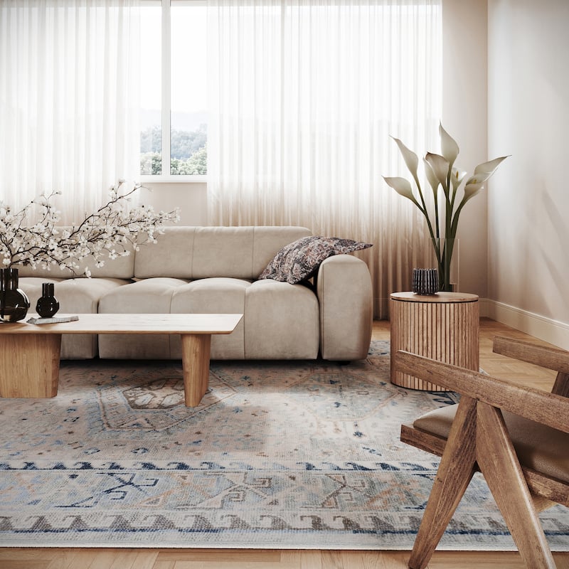 Nuloom Seraphyne Bordered Medallion Washable Rug