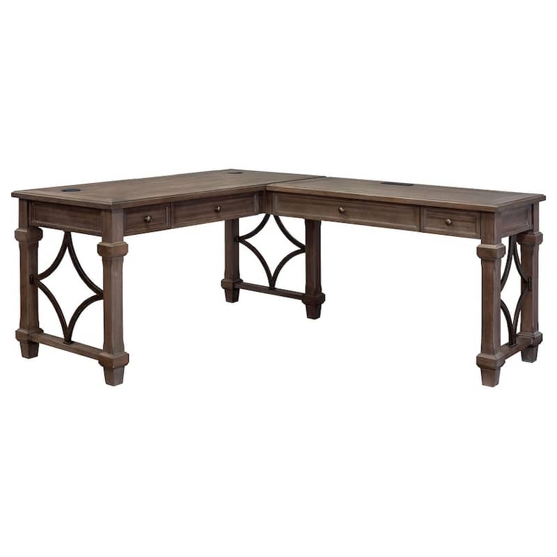 Carson Wood Open L-Desk & Return, Writing Table, Office Desk, Gray