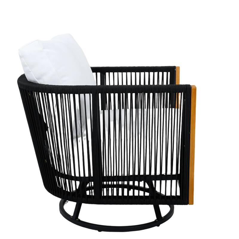 Christopher Knight Home - Modern 3-Piece Outdoor Swivel Chair Set with Side Table