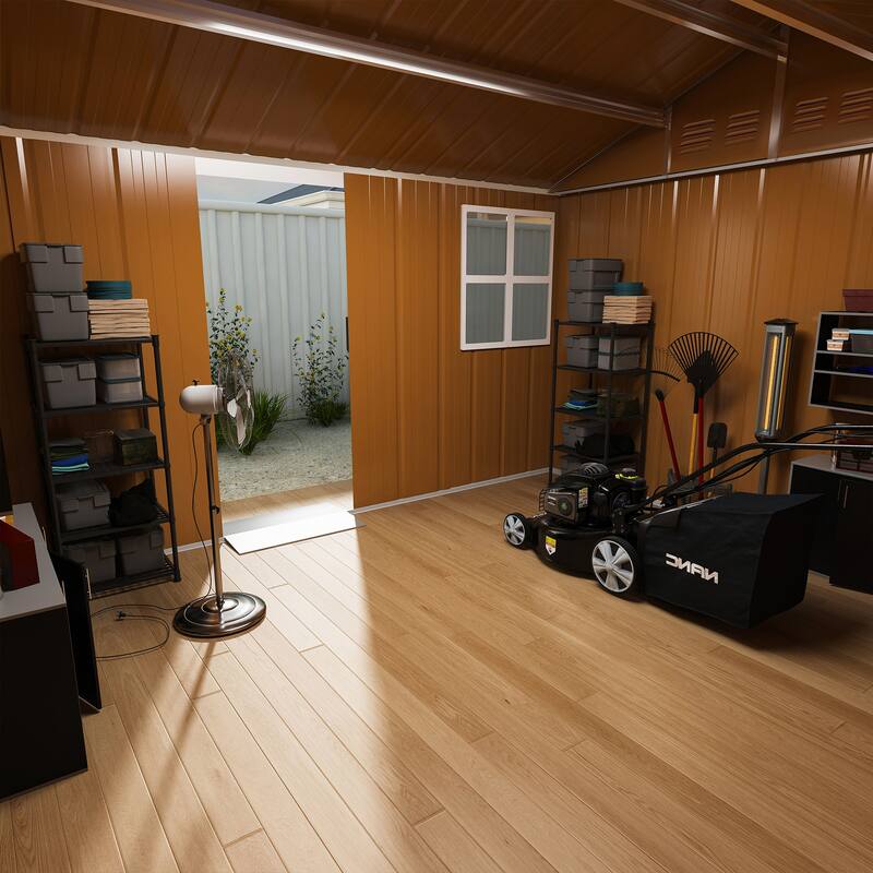 8X10 FT Heavy-Duty Metal Storage Shed with Windows, Lockable Door & Ventilation - Weatherproof Outdoor Garden Shed