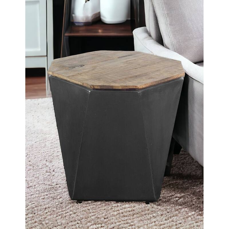 HomeRoots 21" Black Solid Wood End Table - 19.3' X '20.9' X '19.3 - Brown - Wood