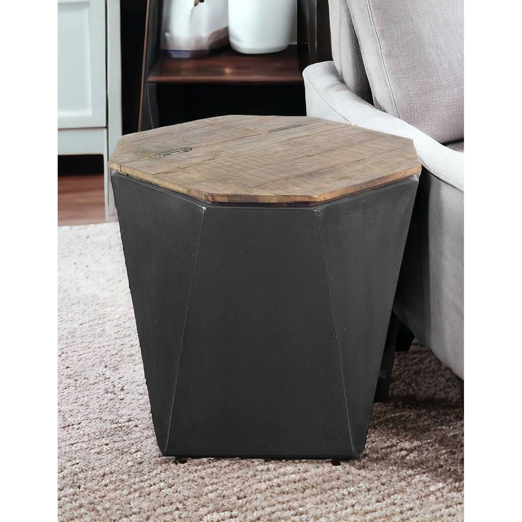 HomeRoots 21" Black Solid Wood End Table - 19.3' X '20.9' X '19.3