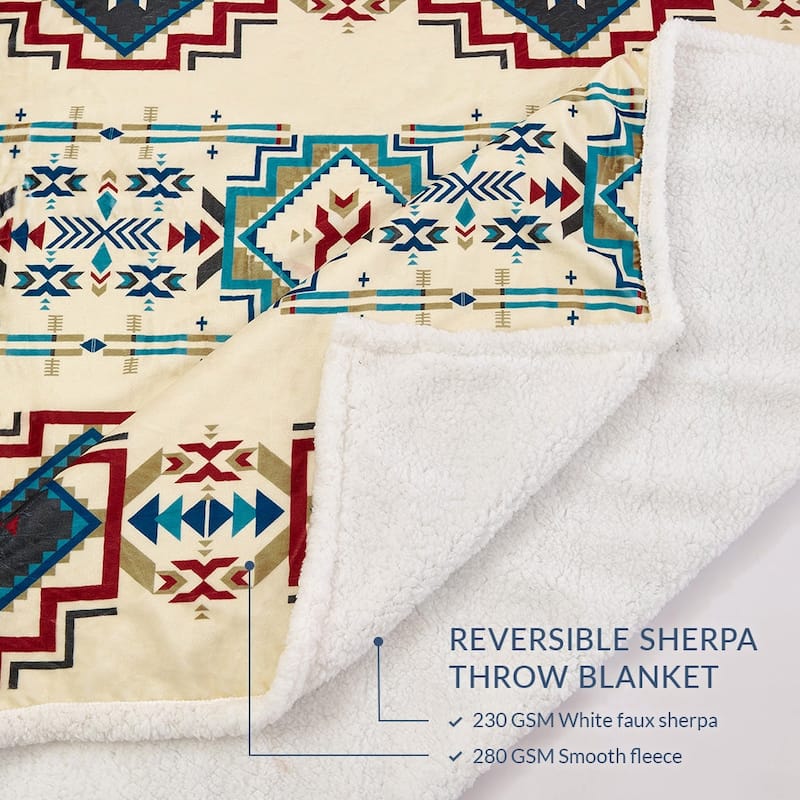 Indigo Hill by HiEnd Accents Campfire Sherpa Fleece Throw, 1PC or 3PC