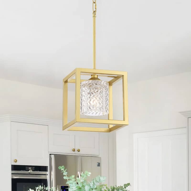 Moulins 1-light Modern Glam Crystal Geometric Kitchen Island Pendant Light - 8''