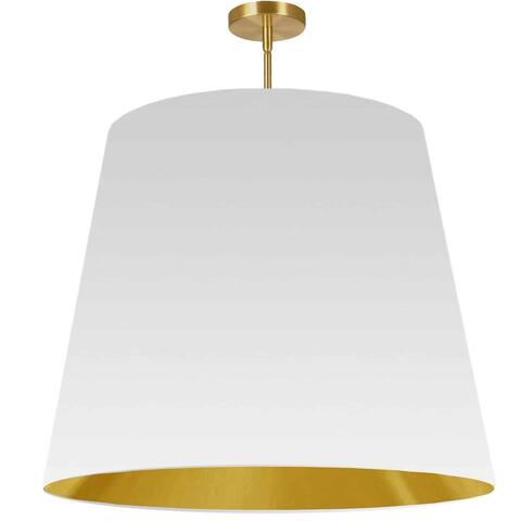 Dainolite Oversized Drum Modern Gold Luxury Pendant Light Modern Pendant Light w/ White/Gold Tapered Drum Shade
