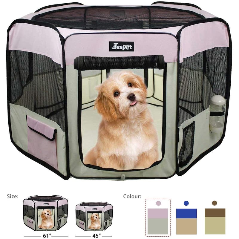 Jespet Soft-Sided Folding Dog & Cat Playpen - Pink - 45"