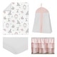 preview thumbnail 2 of 4, Sweet Jojo Designs Blush Pink Grey Woodland Boho Dream Catcher Bunny Floral Girl 4-pc Nursery Crib Bedding Set - Watercolor Rose