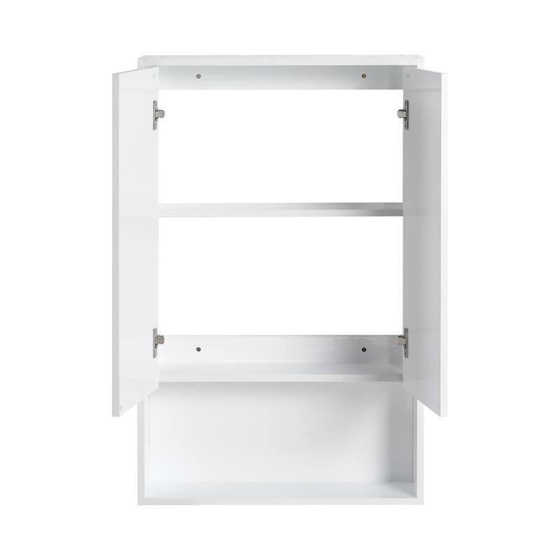 24" Bathroom Wall Cabinet, Soft Close Doors, Float Mounting Design,Glossy White