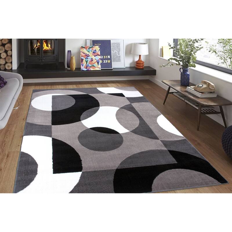 World Rug Gallery Modern Multicolored Geometric Area Rug - 9' x 12' - Gray