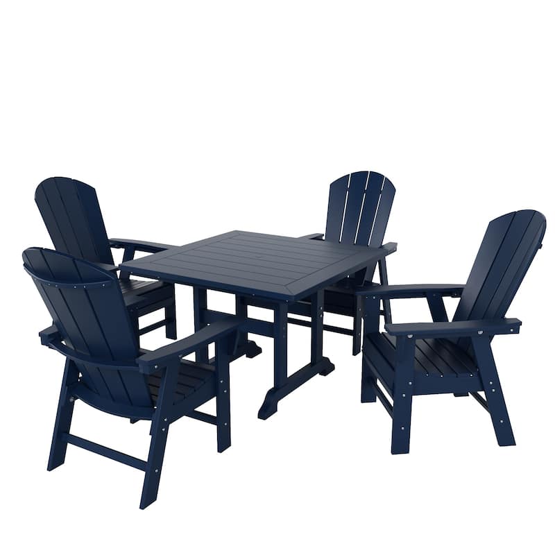 Laguna Hdpe All Weather Outdoor Patio Square Adirondack Dining Chairs Set (5-Piece Set)