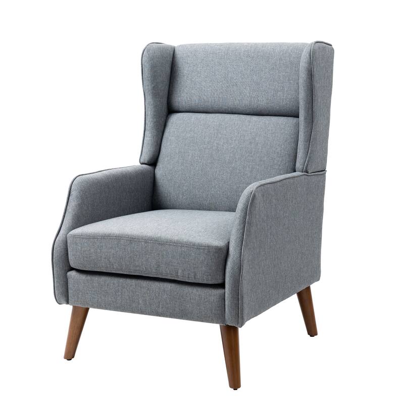 Cotton Linen Accent Chair with Wood Legs